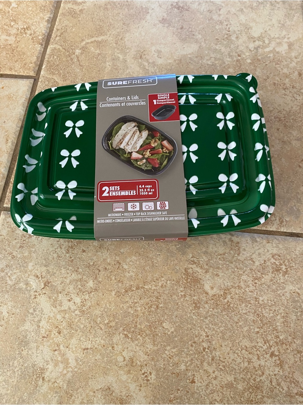 Refresh Green Decorative Bow-Tie Pattern Food Storage Set - 2 Pack